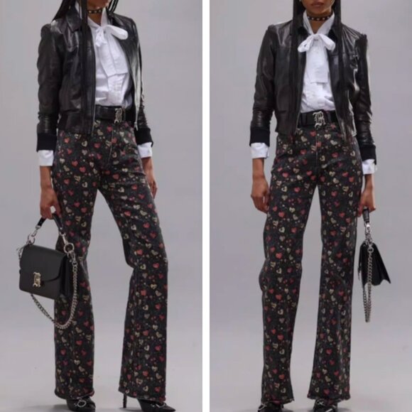 NWT R13 Jane Jean - Black Valentine Denim Flare